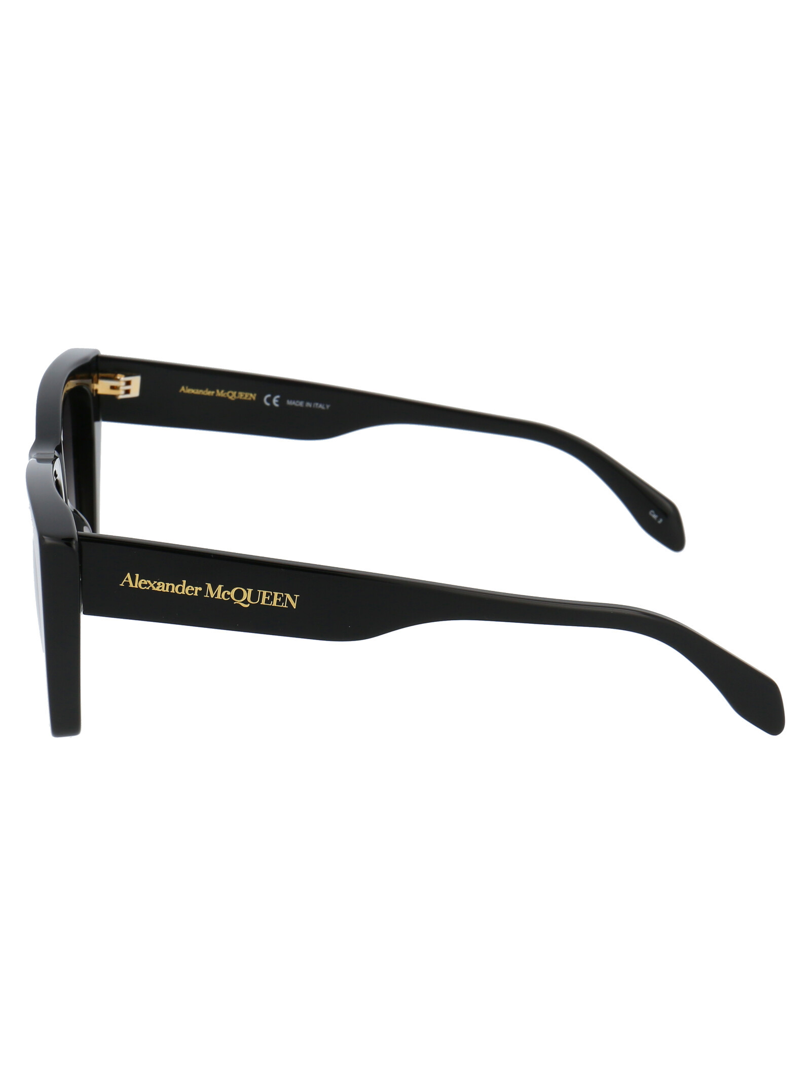 Alexander Mcqueen Logo-debossed Cat-eye Frame Sunglasses In Black