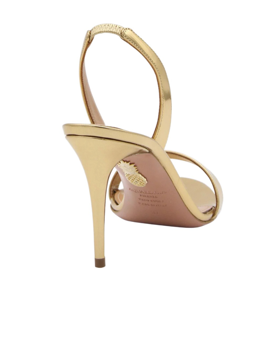 Aquazzura Gold-tone Leather Sandals In Nude