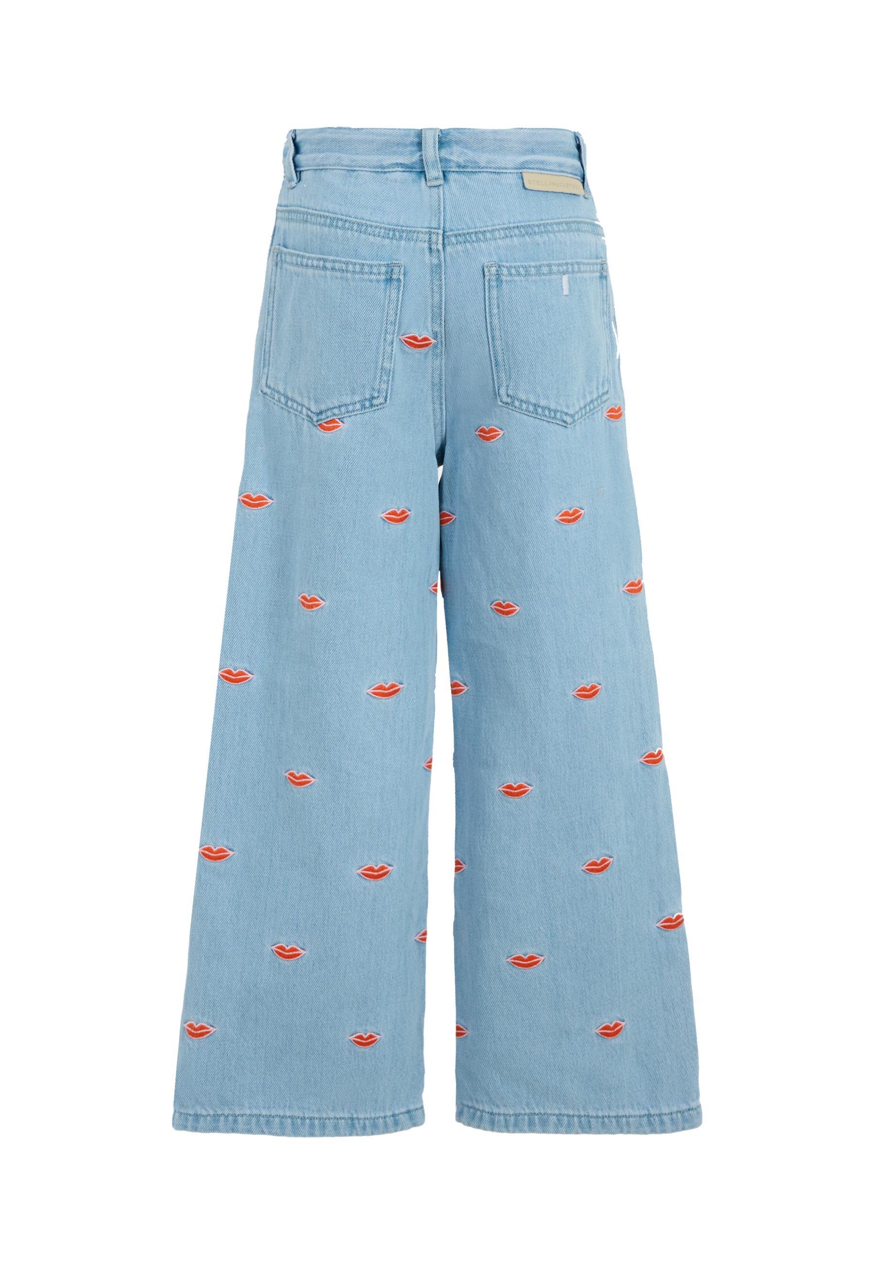 Stella Mccartney Ide-leg Jeans With Embroidery Kids In Blue