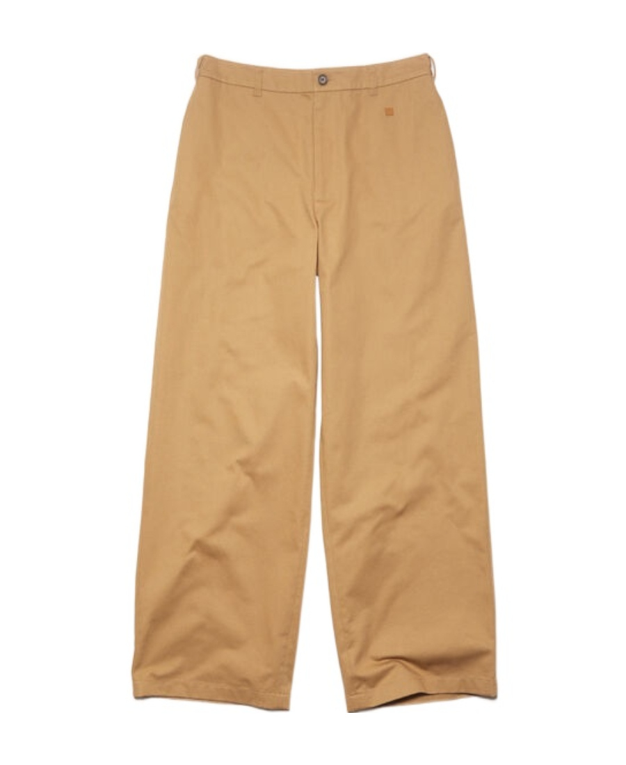 Acne Studios Logo-patch Cotton Straight-leg Trousers In Nude