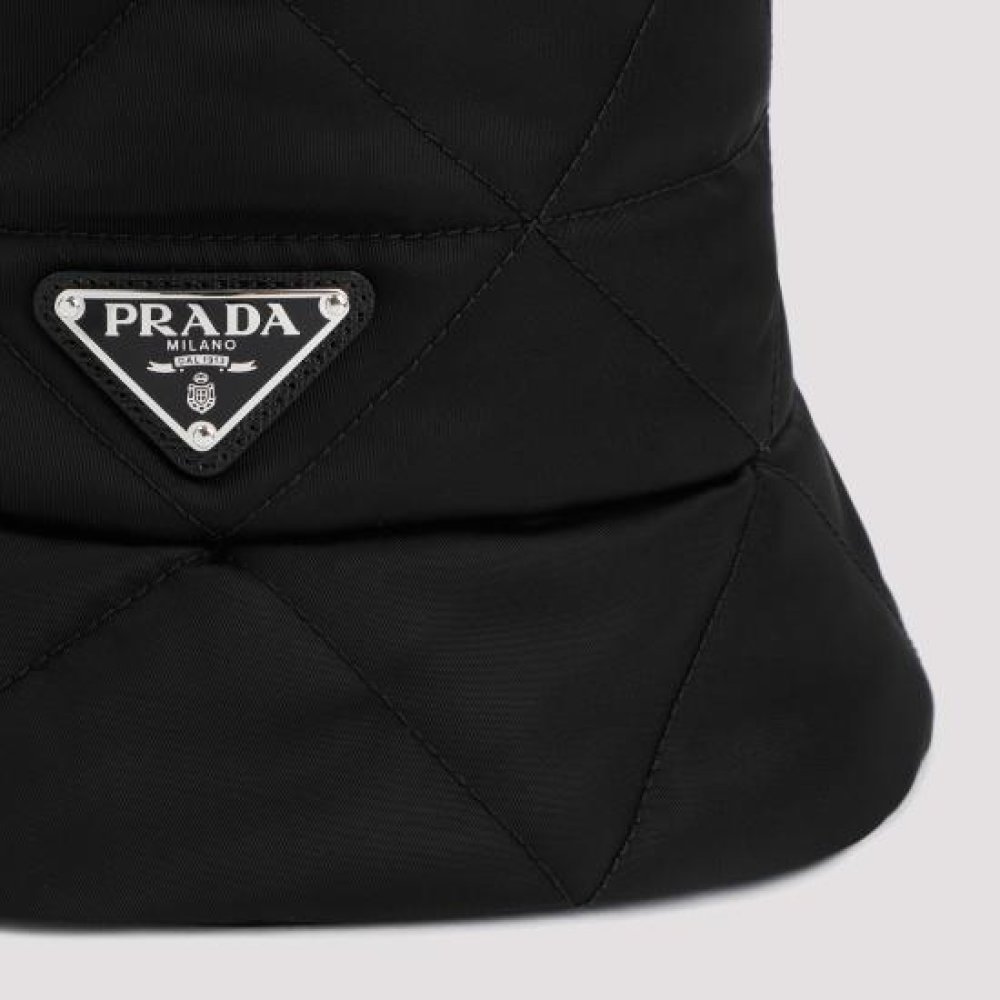 Prada Quilted Recycled-material Bucket Hat In Black