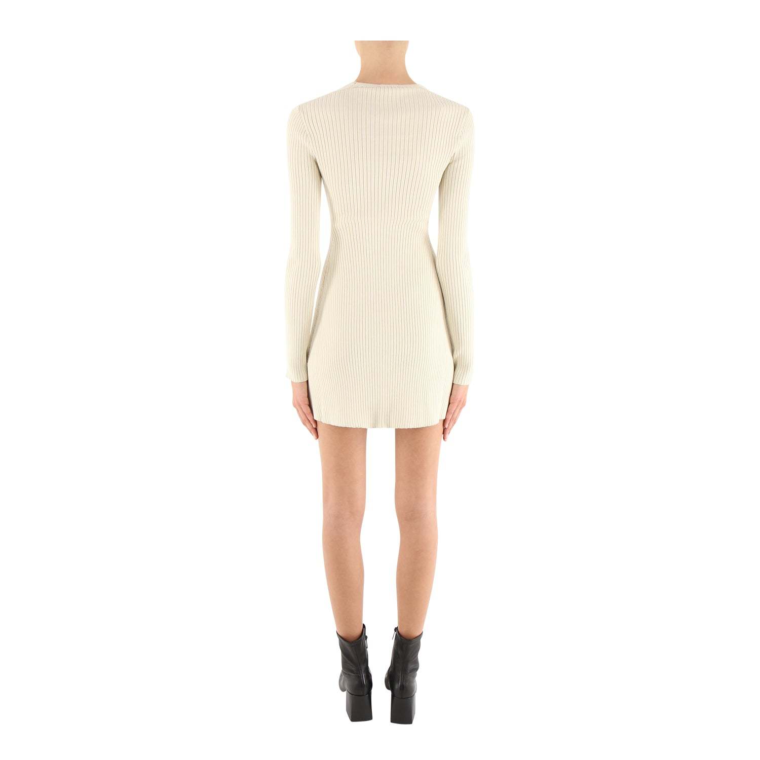 Shop Courrèges Logo-embroidered Rib Knit Dress In White
