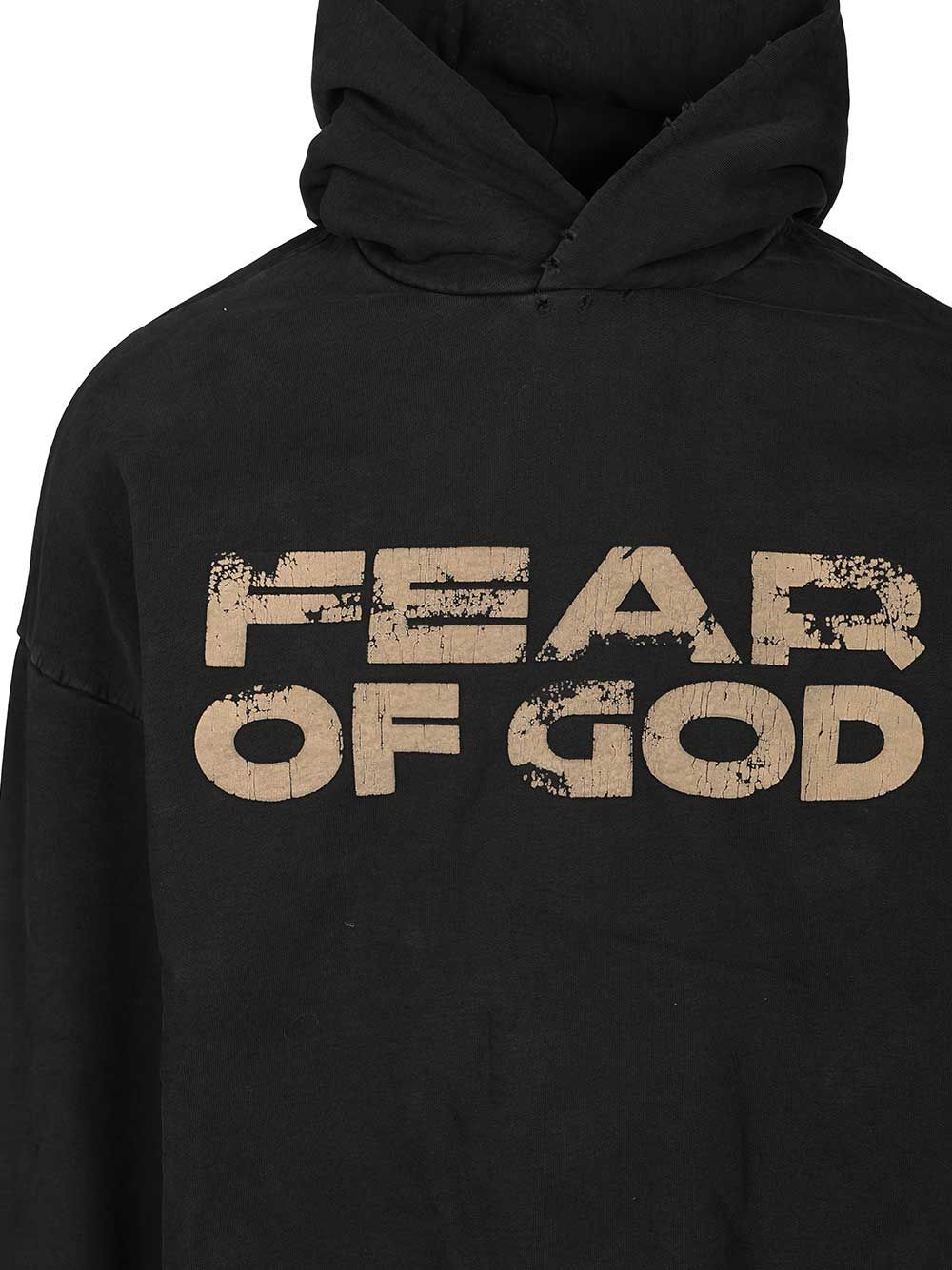 Fear Of God Logo-print Cotton-jersey Hoodie In Black