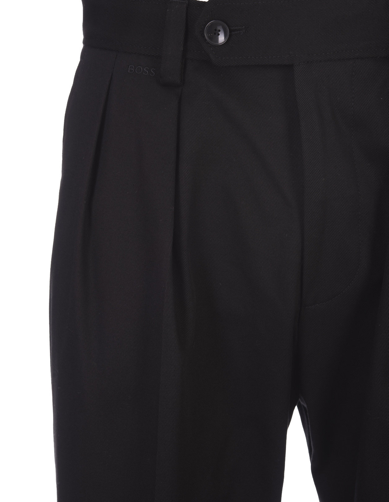Shop Hugo Boss Pleat-detailing Straight-leg Trousers In Black