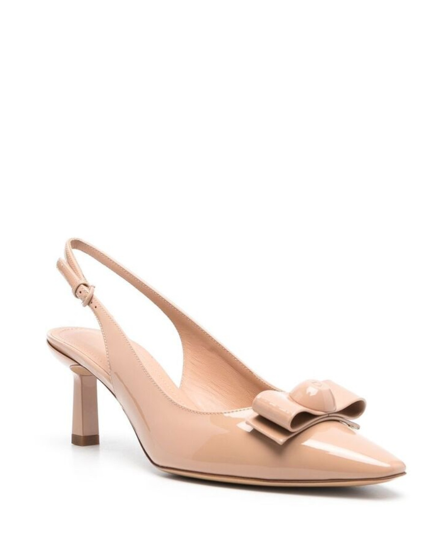 Ferragamo Logo Slack-heeled Heels In Nude