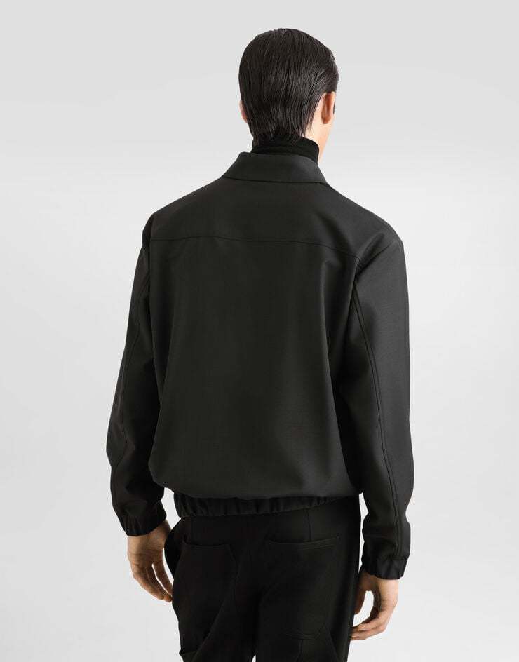 Dolce & Gabbana Logo Plaque Lightweight Nylon Zip Jacket In Black