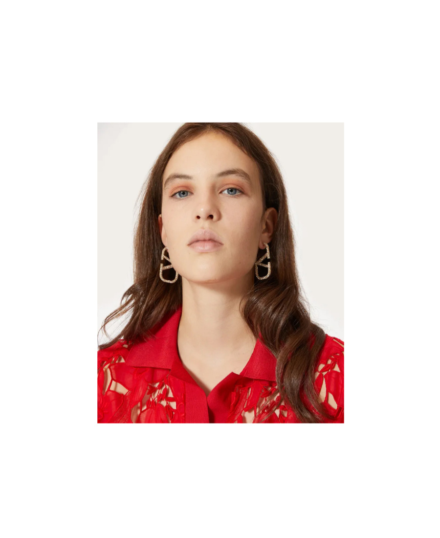 Valentino Rhinestone-embellished Vlogo Earrings In Yellow