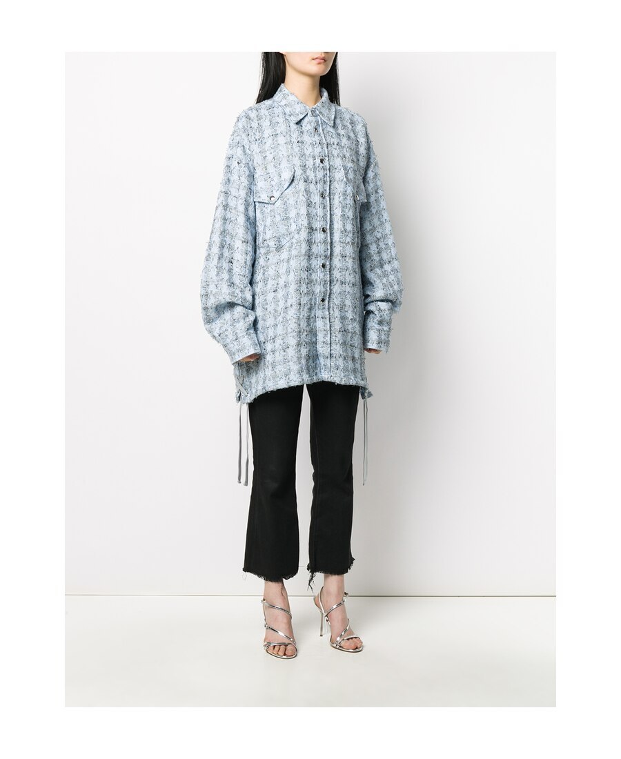Shop Faith Connexion Plaid Long-sleeved Shirt In Blue