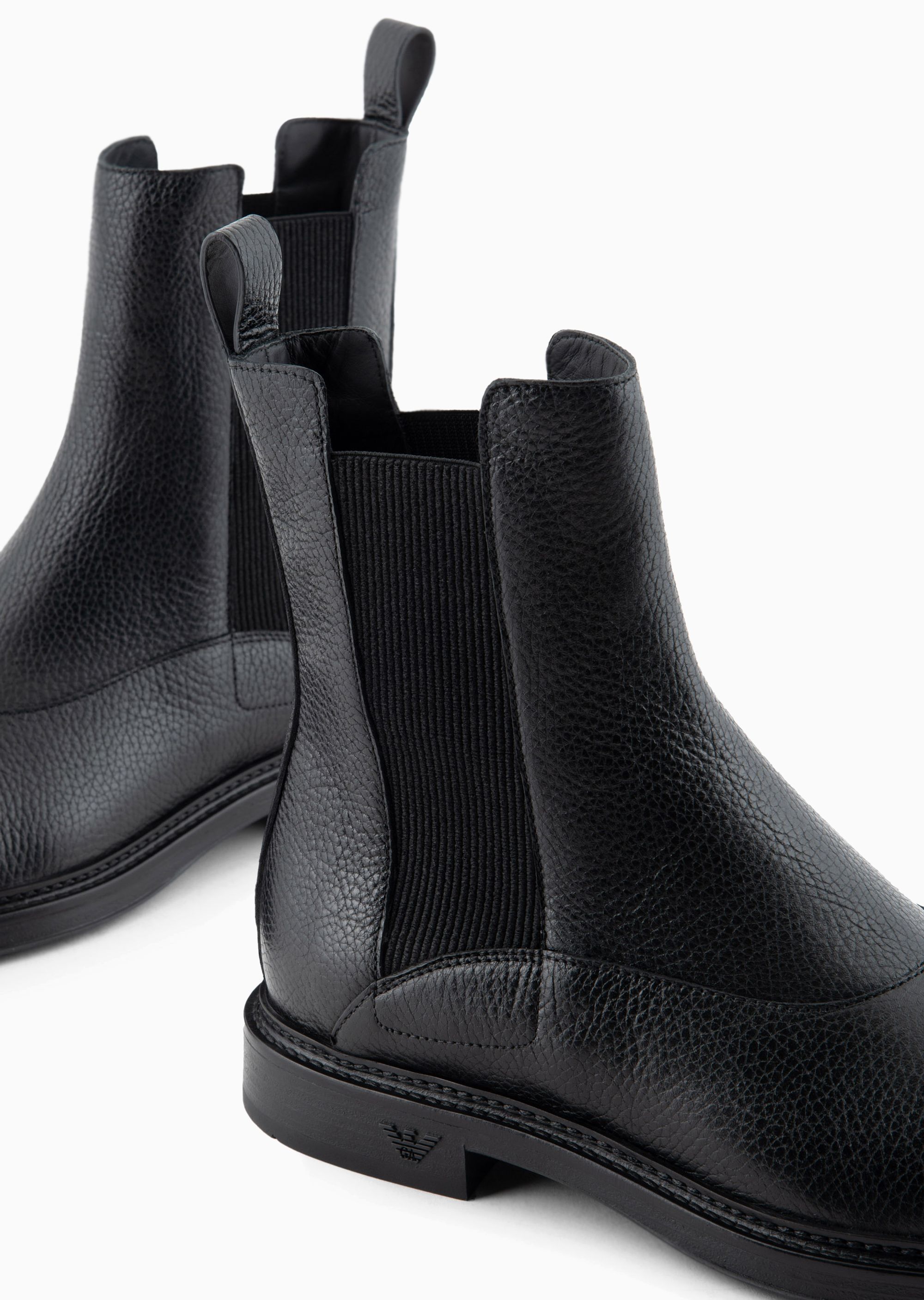 Emporio Armani Elastic Side Panel Flat Sole Boots In Black