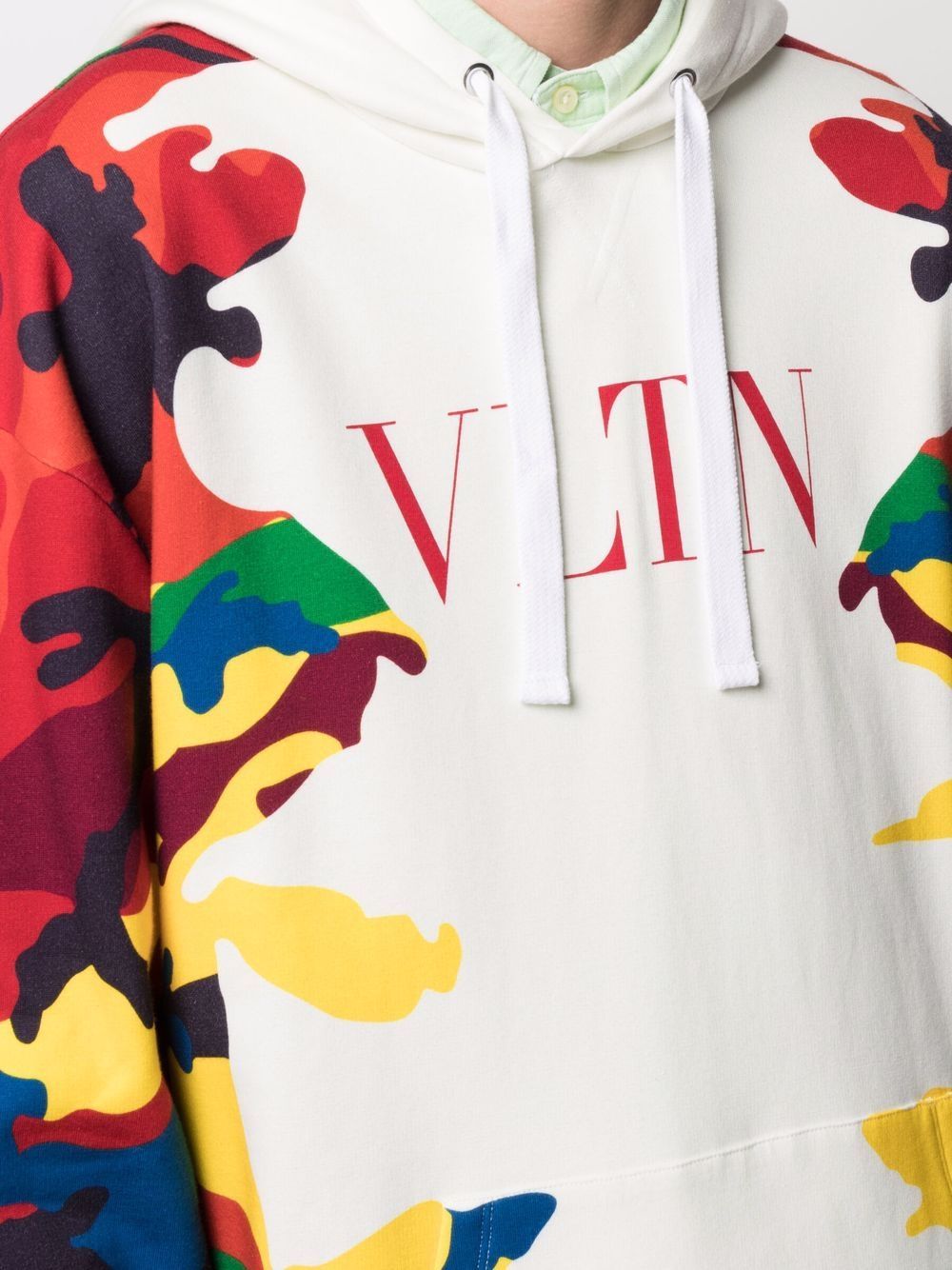 Valentino Vltn Cotton-blend Jersey Hooded Sweatshirt In White