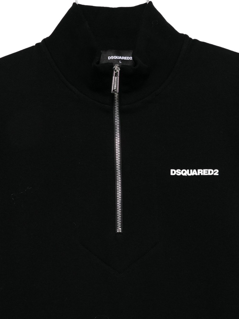 Dsquared2 Black High Neck Sweatshirt With Lettering Logo On The Front In Cotton Man In Black