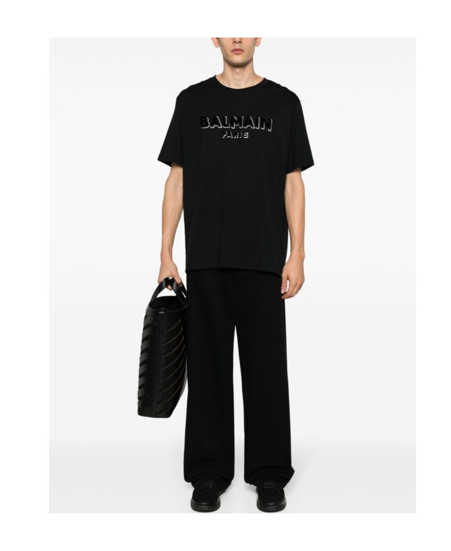 Balmain Logo-print Organic Cotton T-shirt In Black