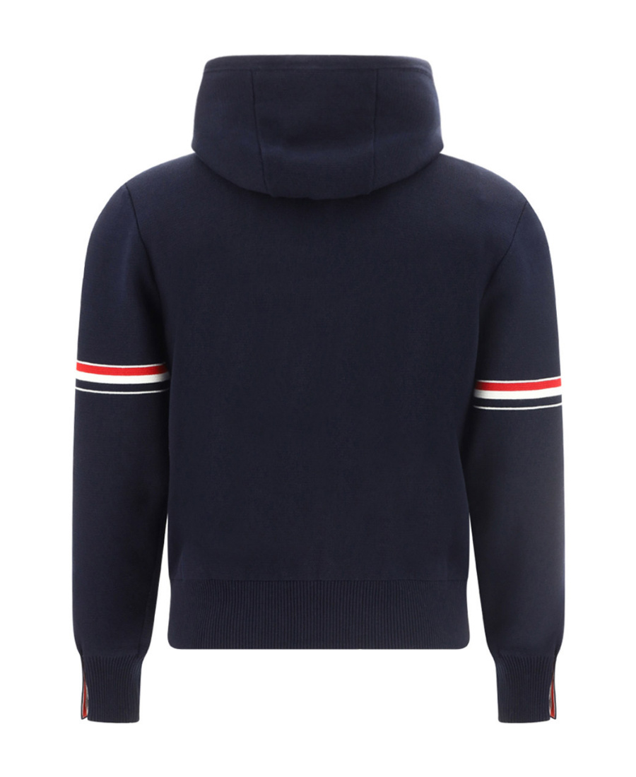Thom Browne Striped Zip-up Hoodie In Black