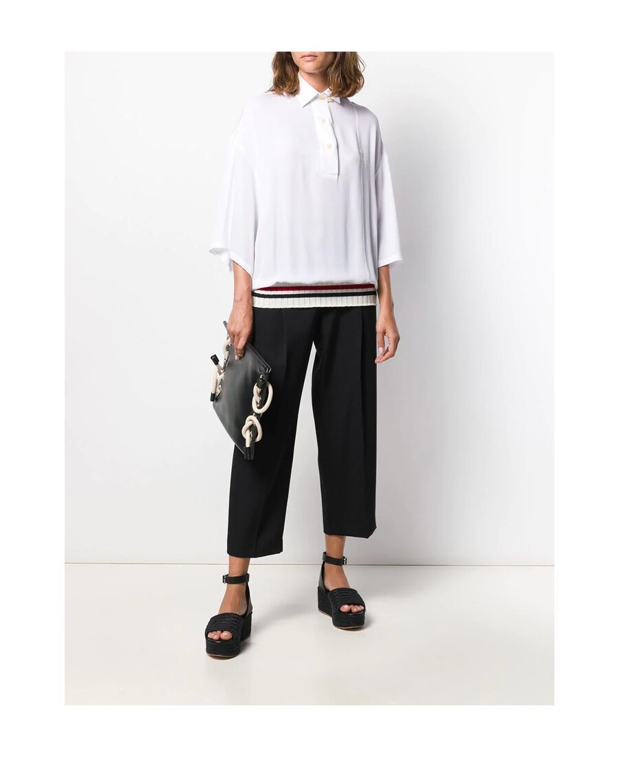 Shop Loewe Ribbed Trim Polo Shirt In White