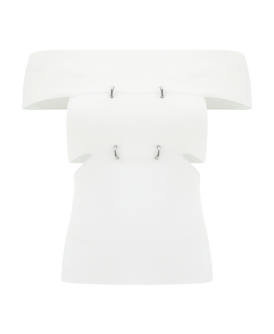 Alexander Mcqueen Top With Cut-out Details And Bare Shoulders In White