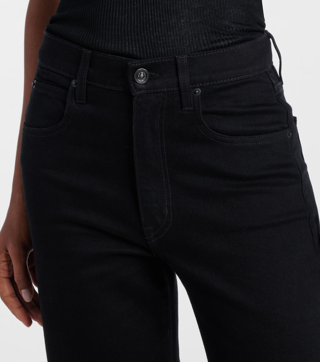 Slvrlake Wide-leg Frayed Denim Trousers In Black