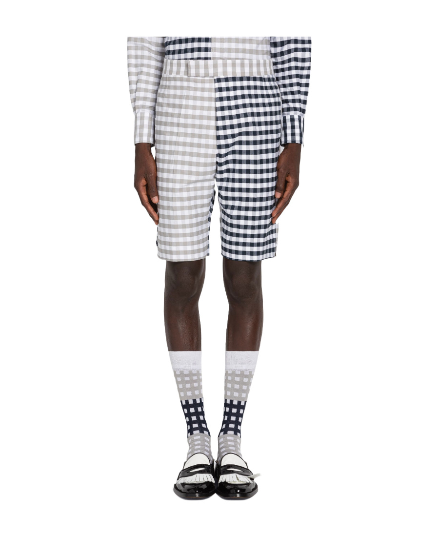 Thom Browne Gingham Check Tailored Shorts In White