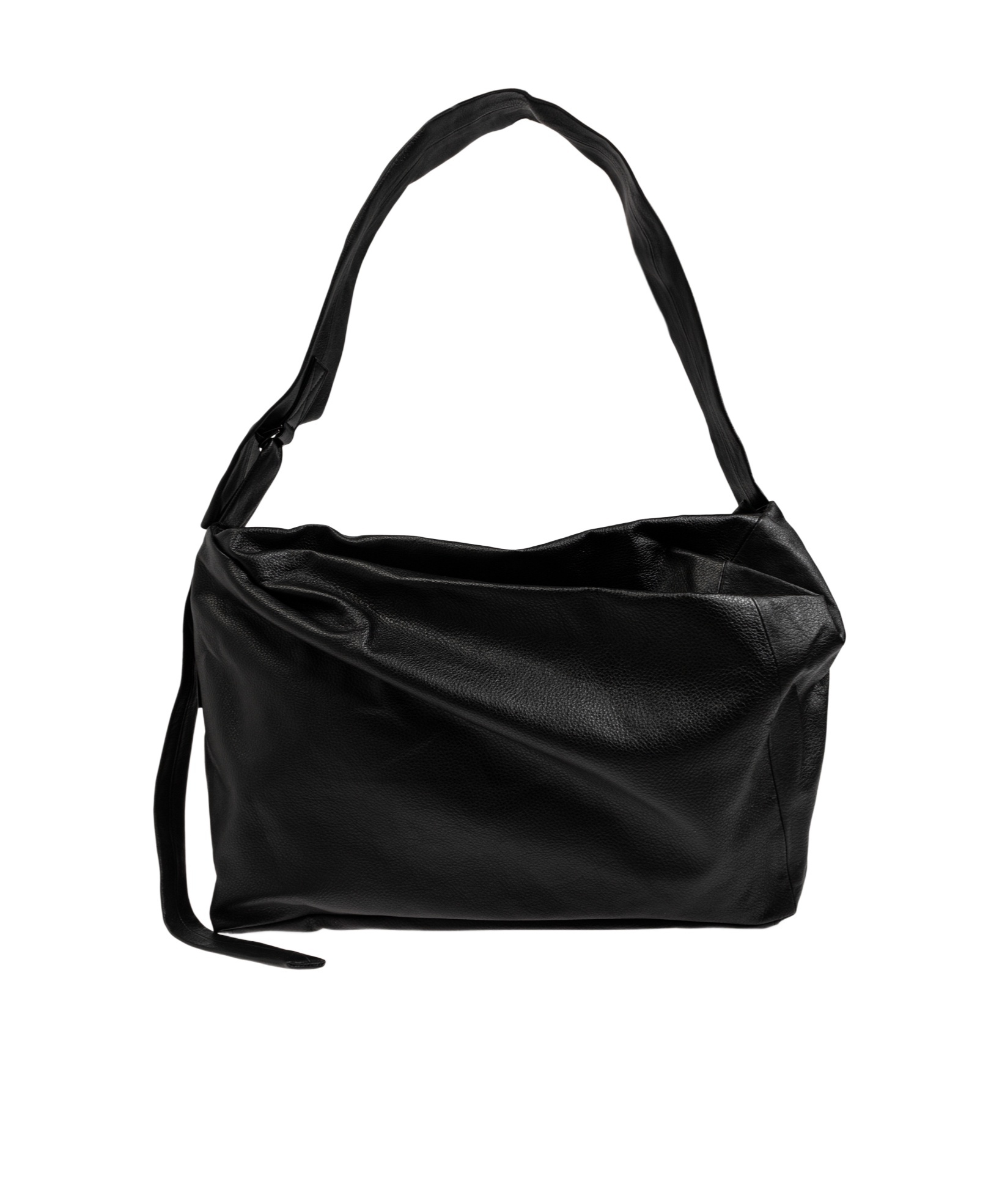 Yohji Yamamoto Puff Leather Shoulder Bag In Black