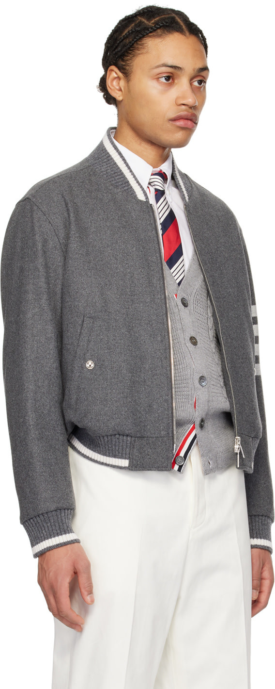 THOM BROWNE 4-BAR STRIPE BOMBER JACKET