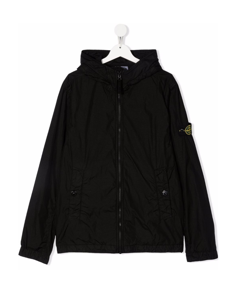 Stone Island Logo-patch Sleeve Jacket In Black