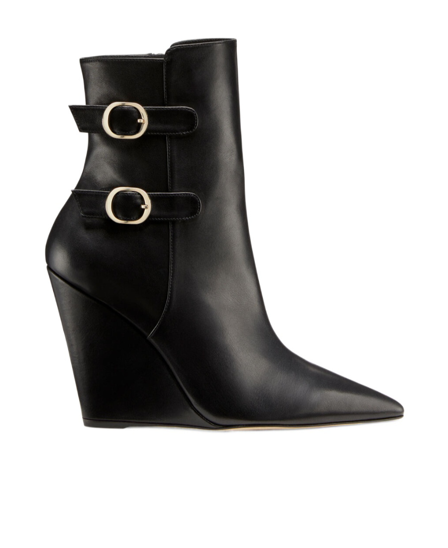 Stuart Weitzman Pointed-toe 100mm Wedge Boots In Black