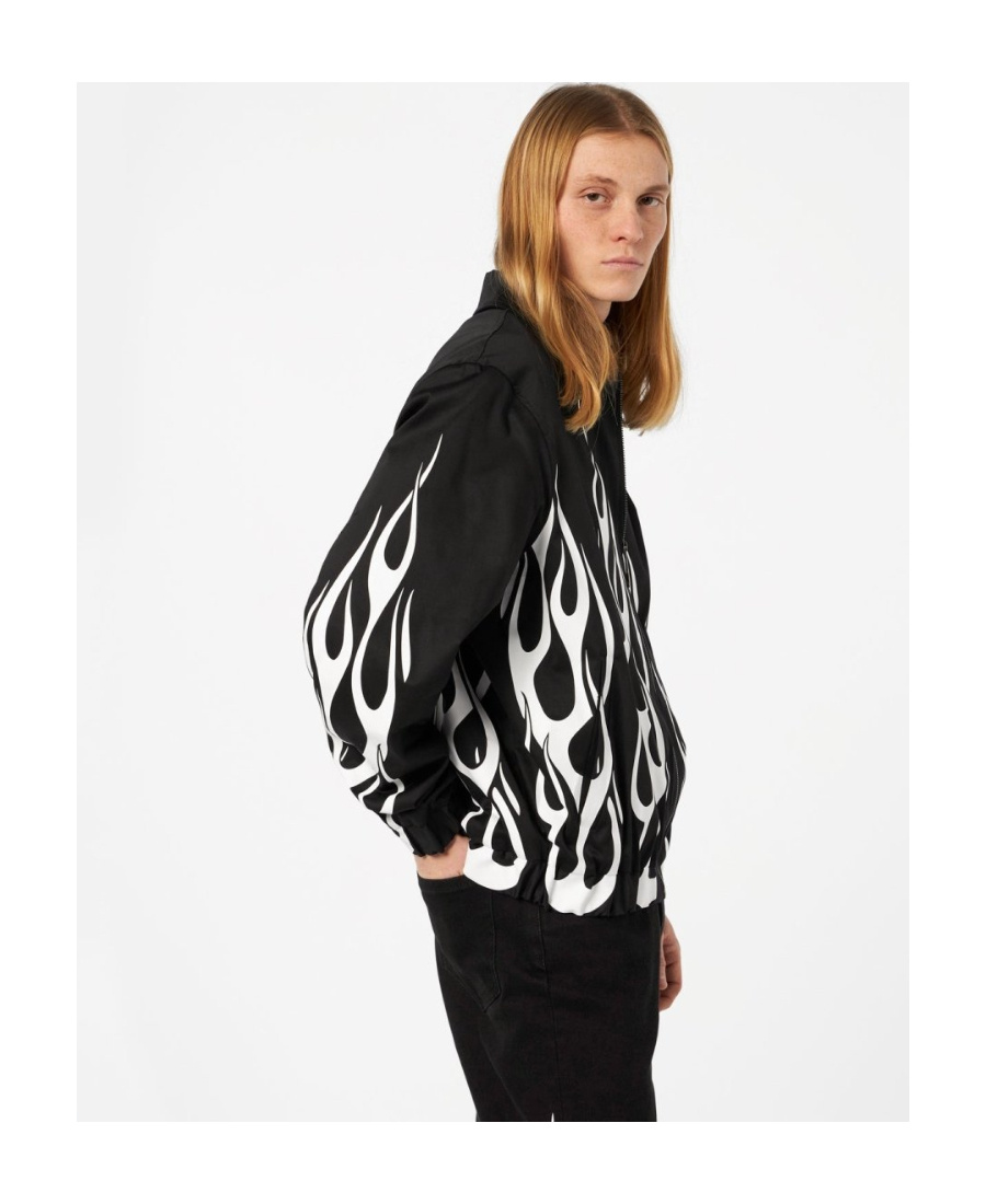 Vision Of Super Flame-print Zipped Jacket In Black