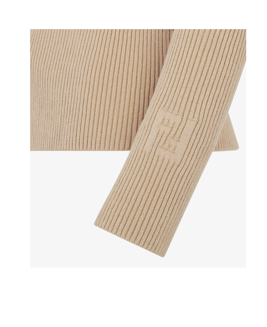 Fendi Ribbed Cardigan With Cut-outs In Nude