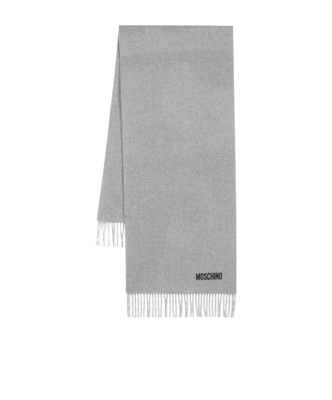 Moschino Wool Wraparound Scarf Fringed Edge In Gray