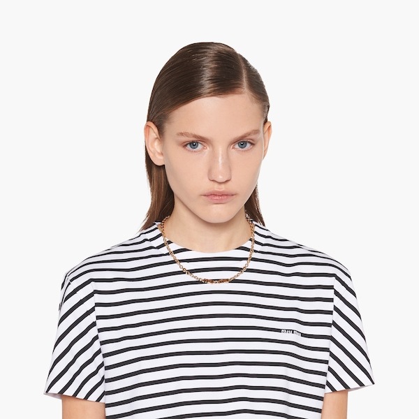 Miu Miu Logo-embellished Chain Necklace In Yellow