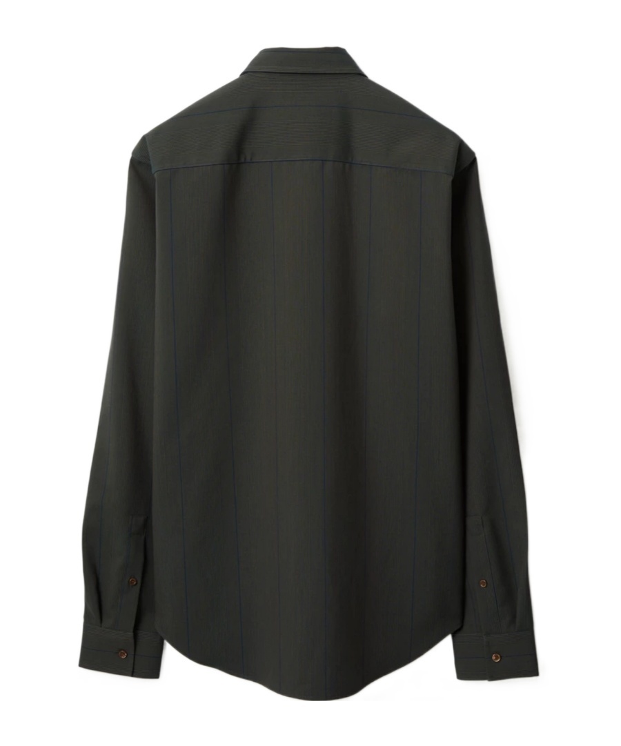 Burberry Man Shirt Charcoal Size M Wool In Black
