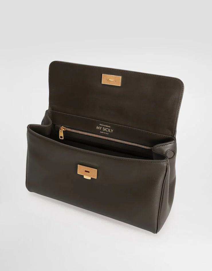 Dolce & Gabbana Women Brown Handbag With Key And Padlock Detail And Adjustable And Removable Shoulde In Brown