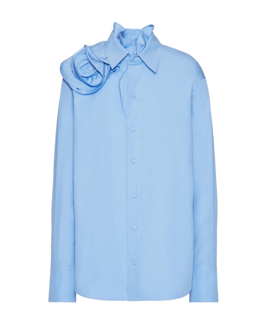 Valentino Cotton Poplin Shirt In Blue