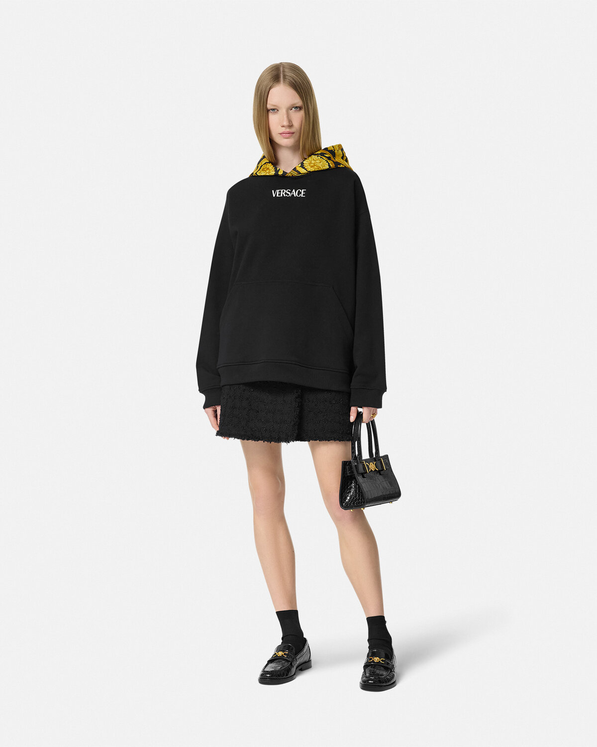 Versace Women's Heritage Logo Embroidery Sweatshirt In Black