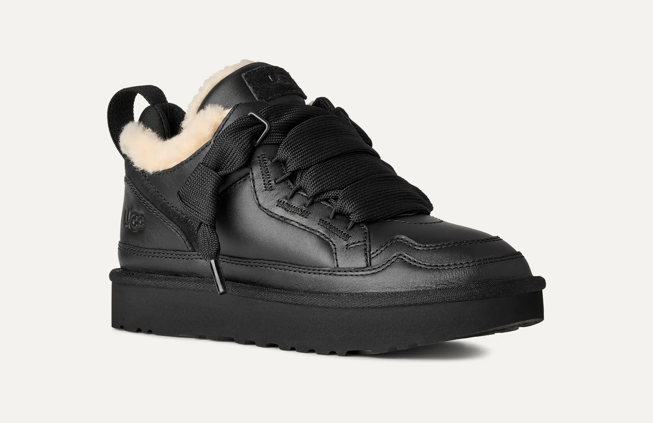 Ugg Lowmel Lace-up Shearling Sneakers In Black