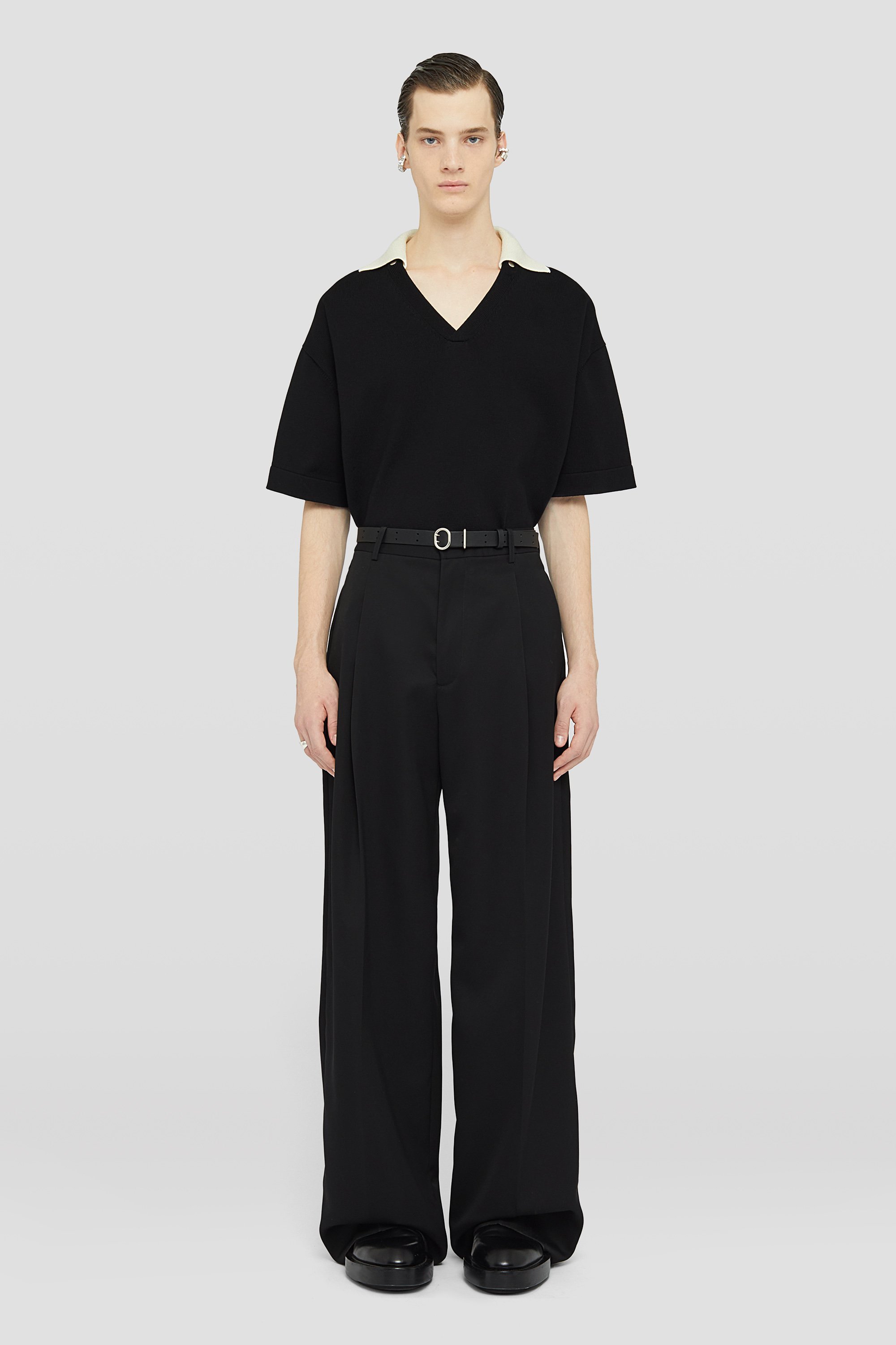 Jil Sander High-waisted Tailored Wool Trousers In Black