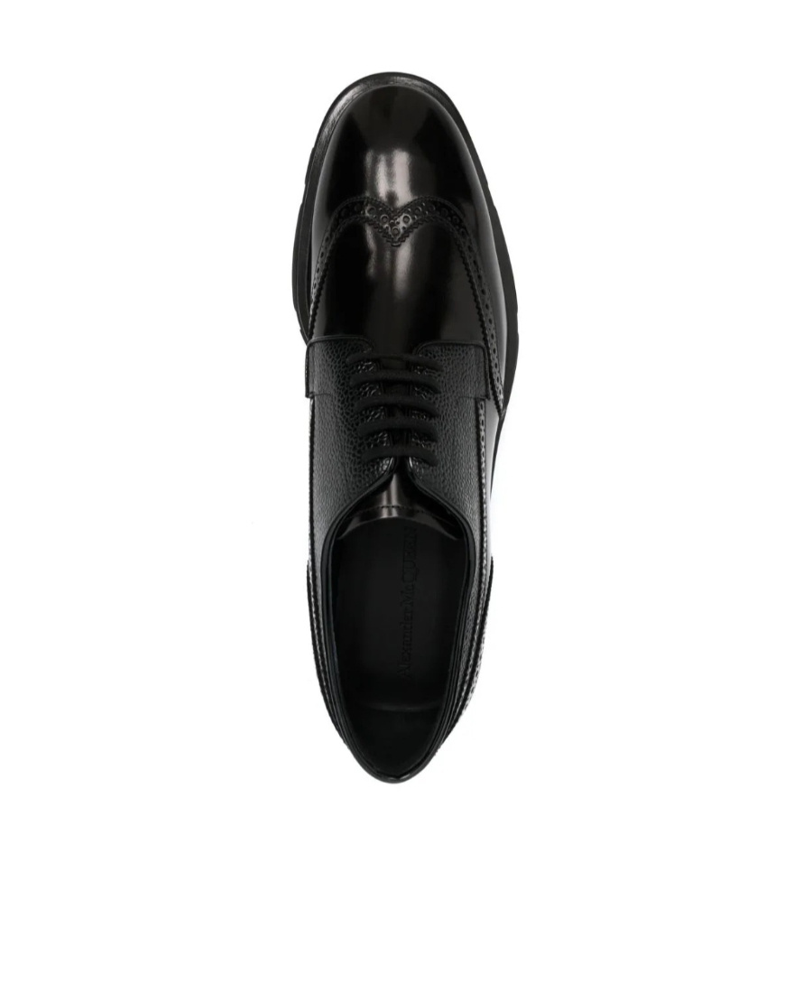Alexander Mcqueen Round Head Lace-up Business Shoes In Black