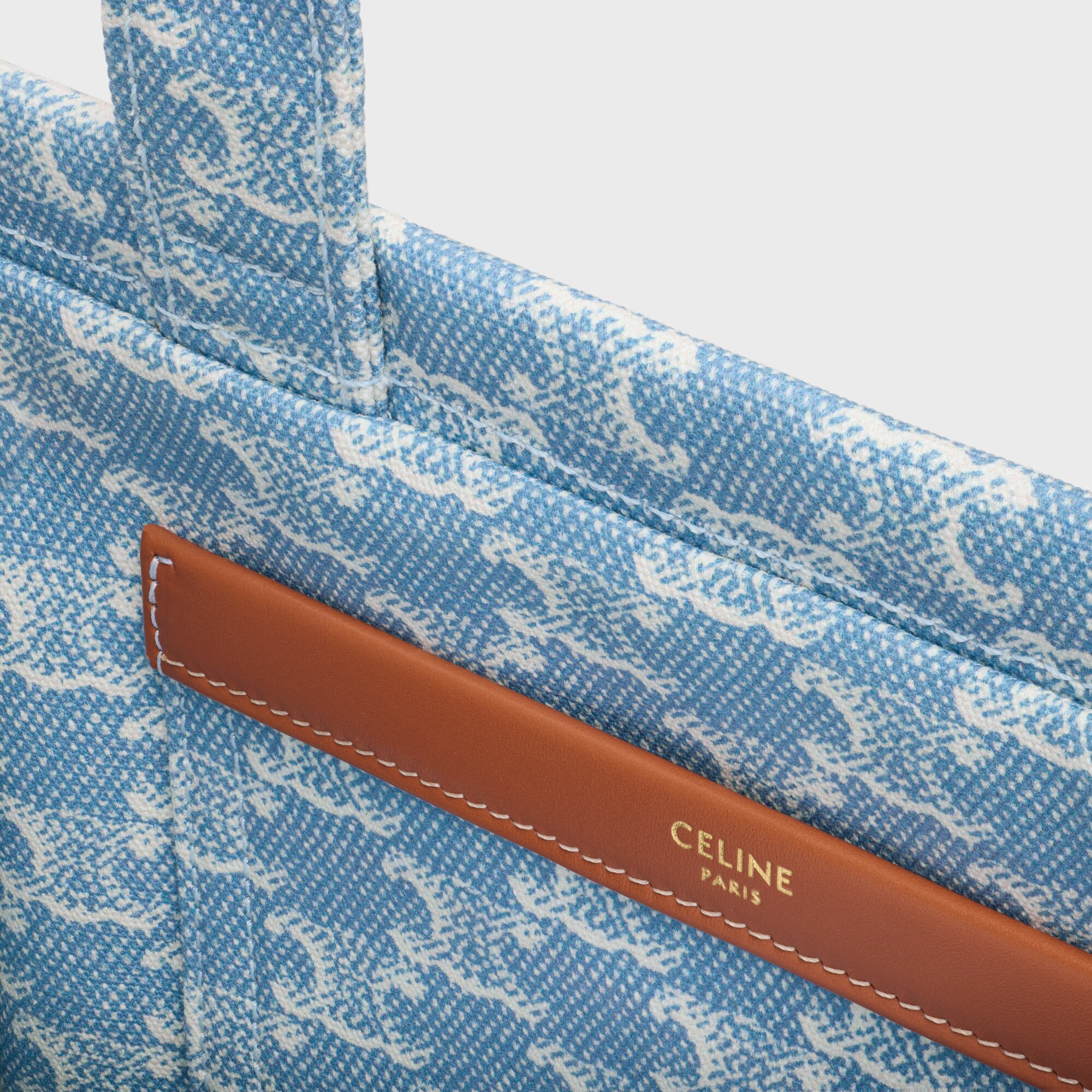 Celine Small Cabas Shoulder Bag In Denim/white