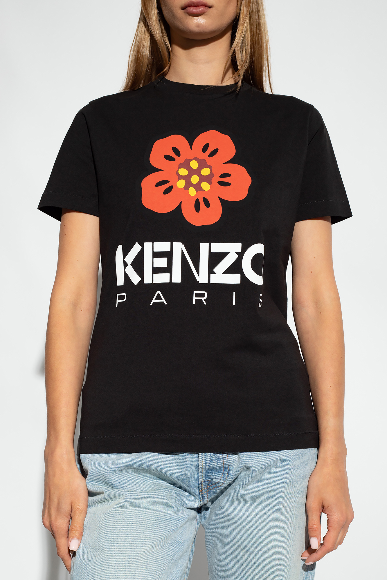 Kenzo Futura Graphic Print Boke Flower T-shirt In Black