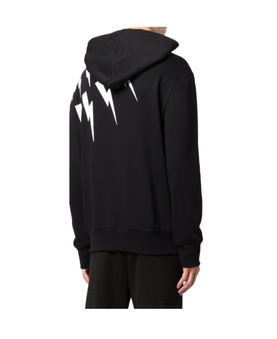 Neil Barrett Thunderbolt Pouch Pocket Hoodie In Black