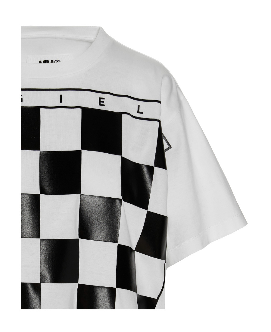 Mm6 Maison Margiela Checkerboard Print T-shirt In Multi