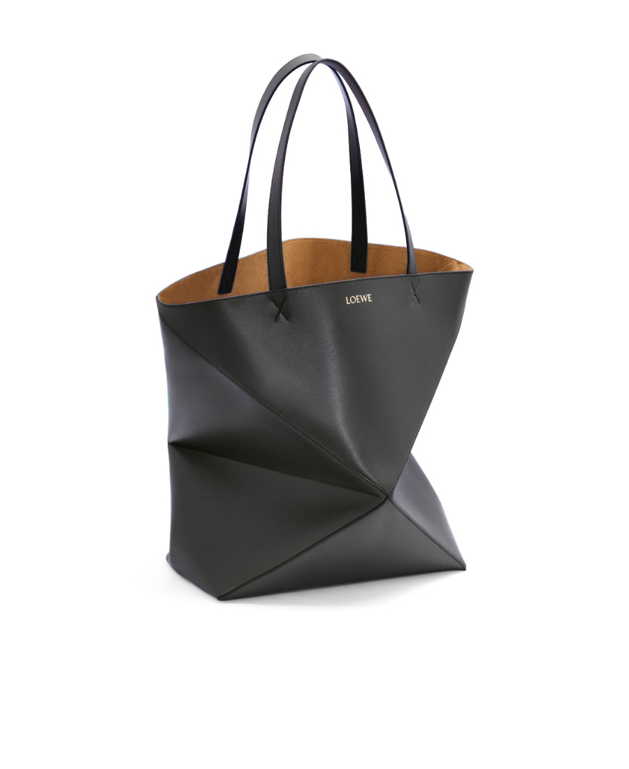 Loewe Puzzle Fold Xl Panelled Leather Tote Bag In Black