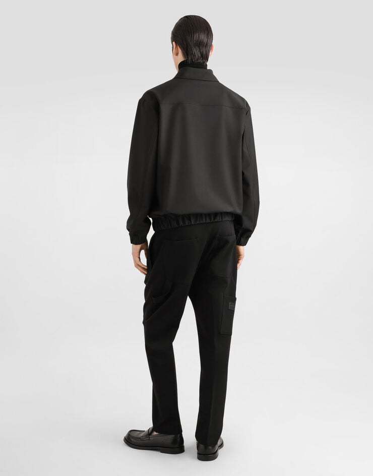 Dolce & Gabbana Logo Plaque Lightweight Nylon Zip Jacket In Black