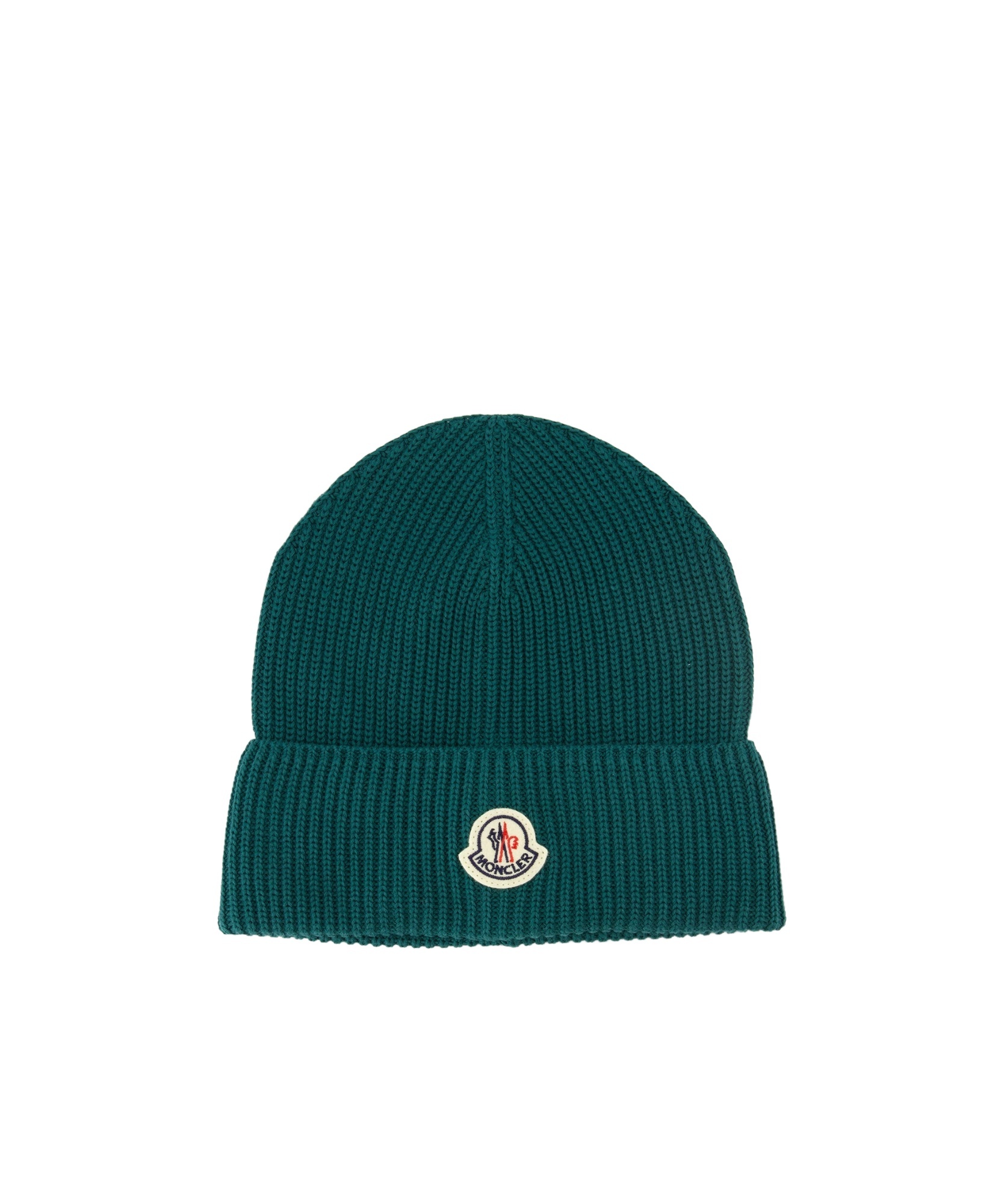 Moncler Mens Brand-patch Ribbed-knit Cotton Beanie Hat Green In Green