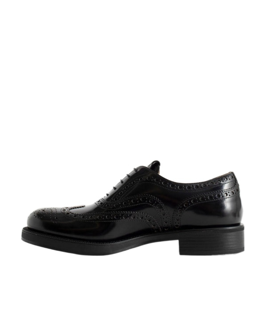 Miu Miu Lace-up Leather Brogues In Black