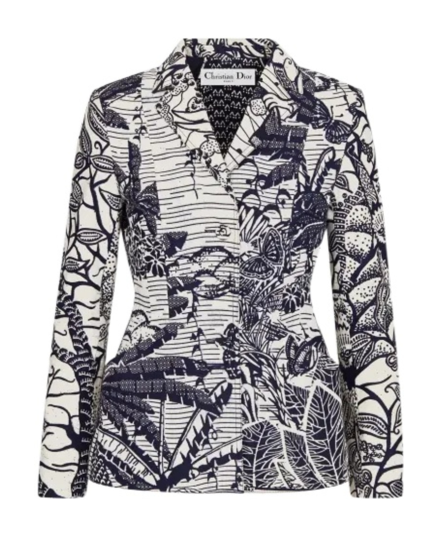 Dior Printed Suit Jacket In Gray
