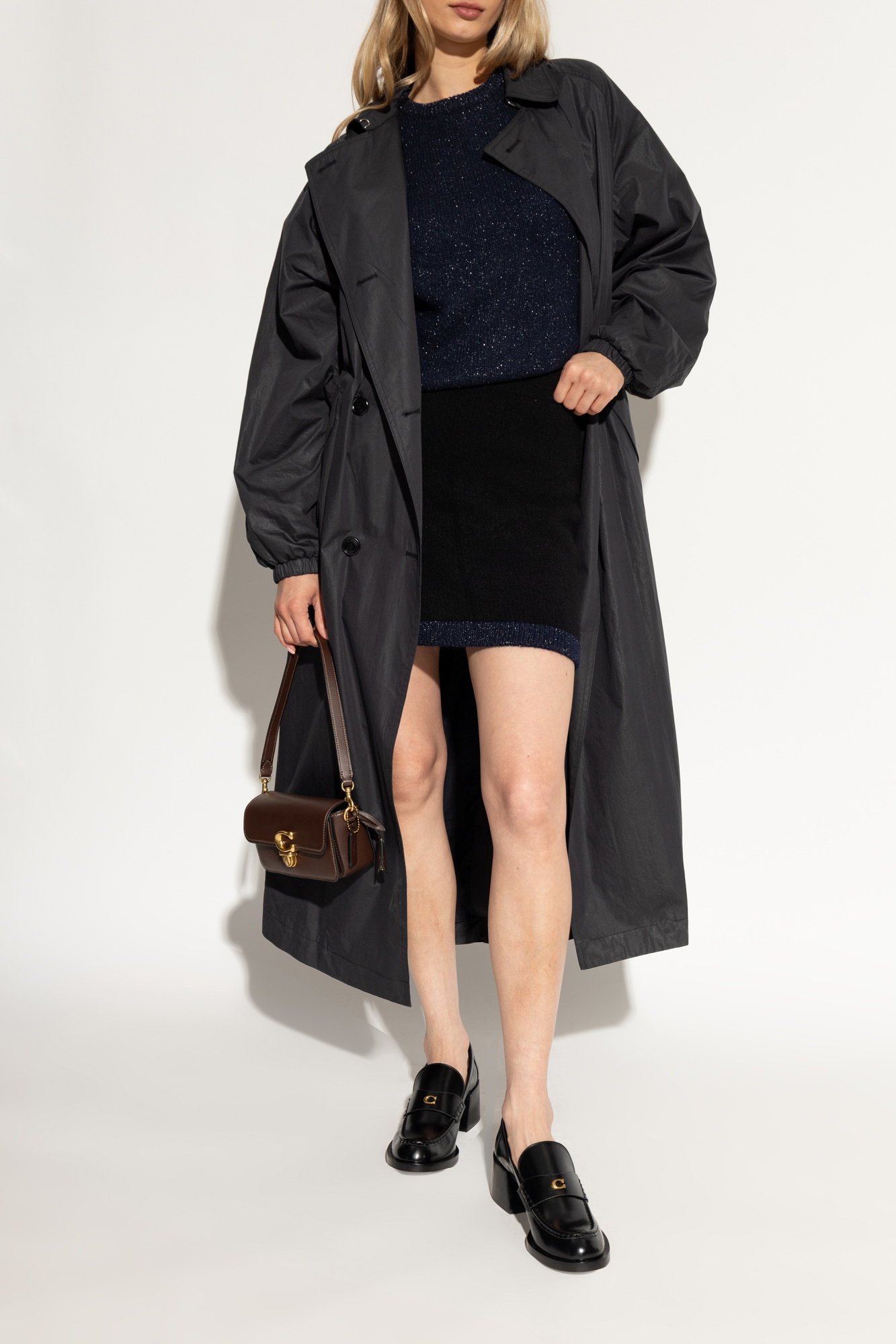 Shop Coach 65mm Natalie Heeled Loafers In Black