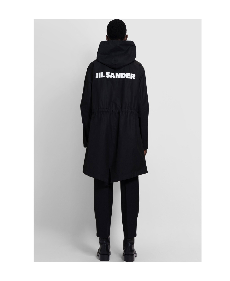 Jil Sander Hooded Cotton Parka In Black