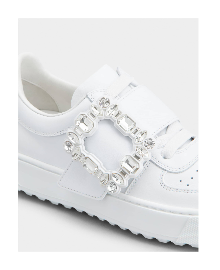 Shop Roger Vivier Embellished Buckle Sneakers In White