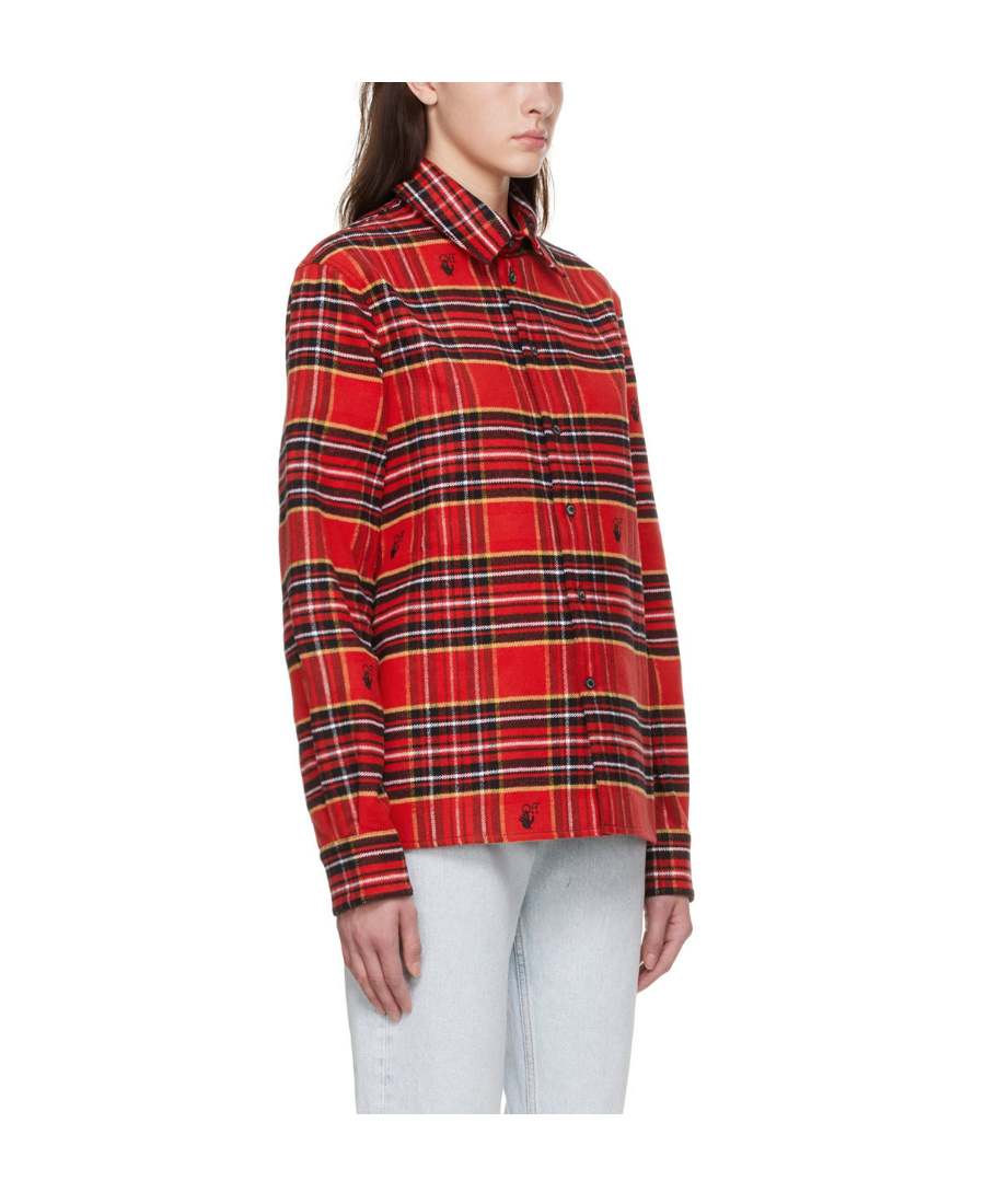 Off-white Tartan-check Logo-embroidered Shirt In Red