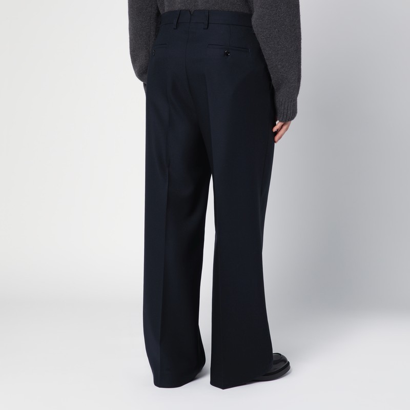 Ami Alexandre Mattiussi Navy Wide-leg Trousers In Wool In Black
